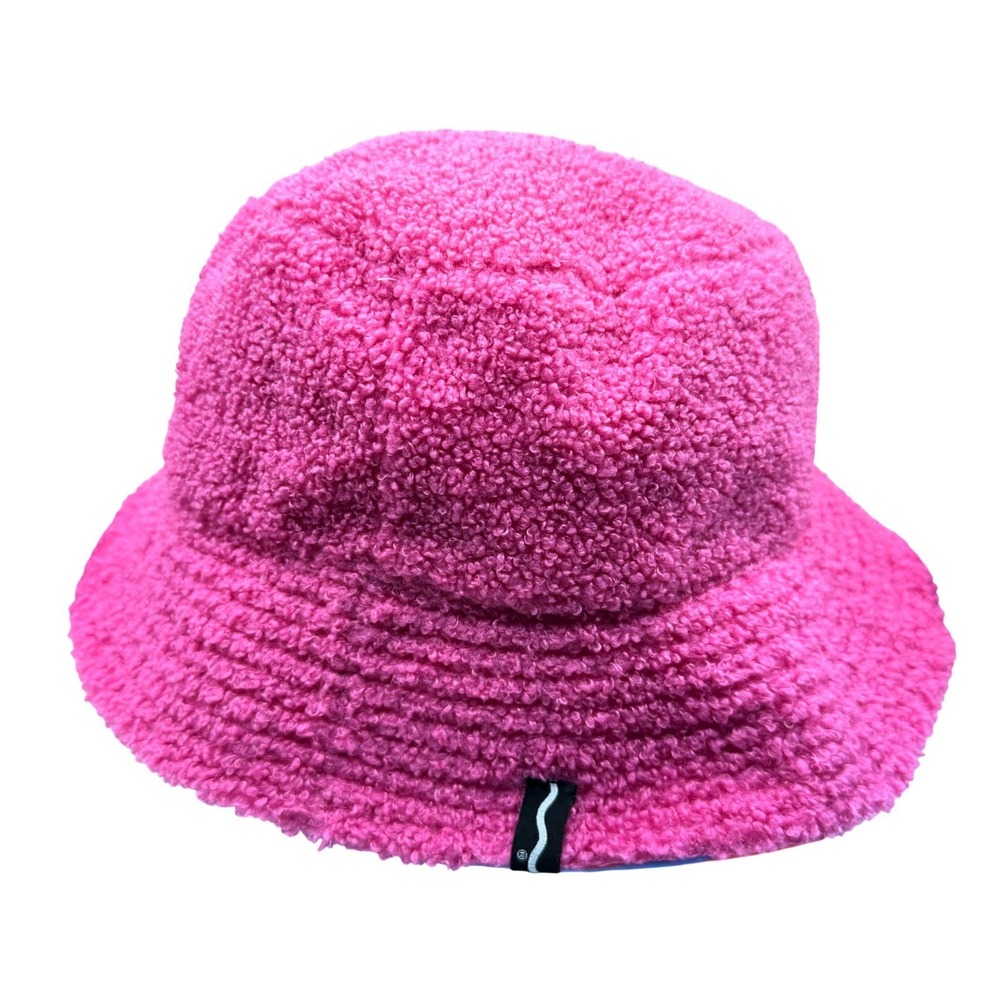 Crayola x Kohls Reversible Bucket Hat Hot Pink Faux Fur Neon Multi Color Quilted